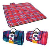 GardenKraft large blue picnic rug 130 x 170cm with water-resistant backing