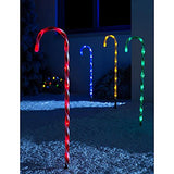 Four light-up candy cane Christmas stakes with 40 multicoloured LEDs