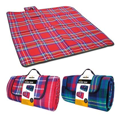 GardenKraft large red picnic rug 130 x 150cm with water-resistant backing