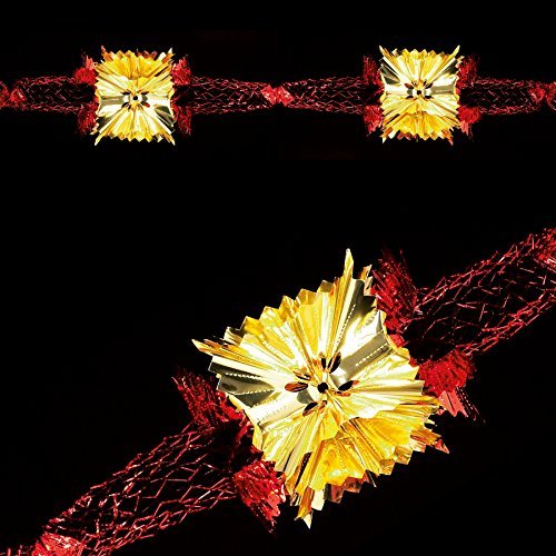 Christmas Foil Ceiling Decoration 20cm 4 Section Full Garland - Red gold