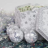 White and silver 7.5cm snowflake Christmas tree baubles