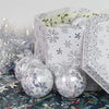 Set of 14 Christmas Baubles Gift Boxed Christmas Tree Decorations / 7.5cm Diameter Baubles (White & Silver Snowflake)