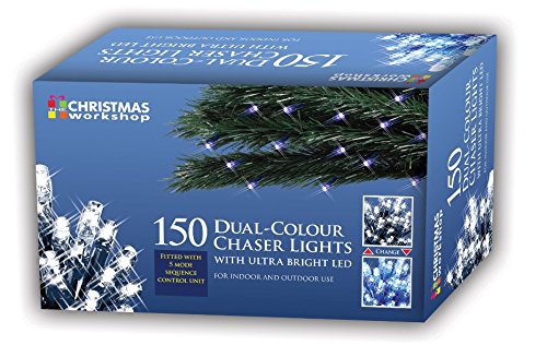150 blue and warm white LED dual chaser Christmas lights
