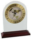 Widdop arched mantel clock with world map dial and wooden base