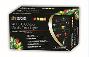 25 LED Battery Operated Chaser Candle String Lights with Timer - Multi-Colour