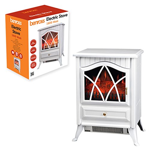 Benross 1800W white electric stove heater with flame effect