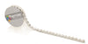 Silver metallic circle ribbon on 10mm x 90cm roll