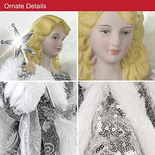 Load image into Gallery viewer, Angel Tree Topper / 12” Tall / Silver and White Dress / Indoor Christmas Decoration
