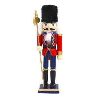 30 cm Tall Wooden Soldier Nutcracker on Stand, Multi-Colour