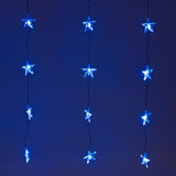 Blue star curtain lights with 24 LEDs for indoor and outdoor Christmas displays