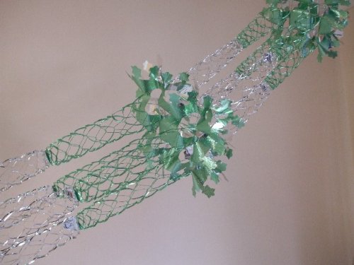 Green and silver four-section foil Christmas garland