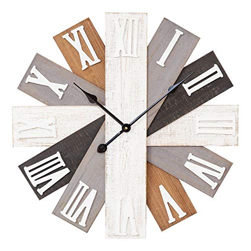 Home Multi Finish Wooden Plank Wall Clock 60cm
