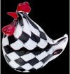 Checked glass hen sculpture, 17cm