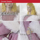 30cm pink and white angel Christmas tree topper with feathered wings