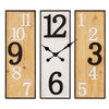 Hometime 60cm wood and metal three-panel wall clock