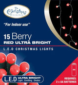 15 red berry LED battery fairy lights