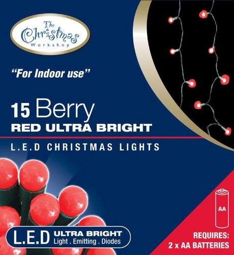 15 red berry LED battery fairy lights