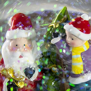 Musical Santa Claus & Child Snow Globe / Indoor Festive Decoration / Wind Up & Play