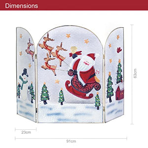 Santa & Snowman Festive Fireguard/Tree Guard/Metal Mesh Screen/Indoor Christmas Decoration