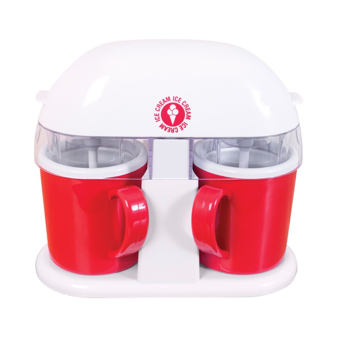 Two-flavour ice cream maker with separate tubs