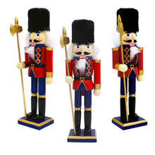 Load image into Gallery viewer, 30 cm Tall Wooden Soldier Nutcracker on Stand, Multi-Colour
