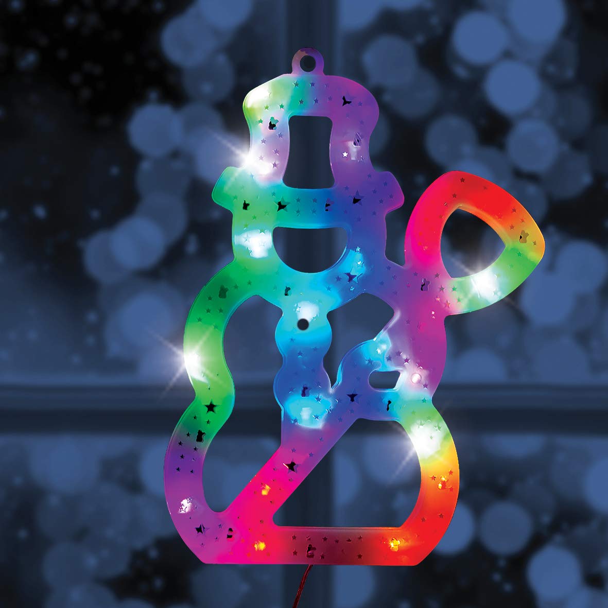 30cm 20 LED multi-coloured snowman Christmas window light with timer