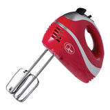 300W red hand mixer with five speed settings