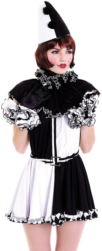 Women's French Kiss Pierrot Costume,Black/White,Small