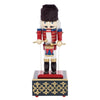 30cm animated wooden soldier nutcracker Christmas decoration on musical stand