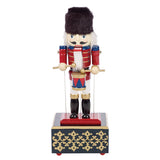 30cm animated wooden soldier nutcracker Christmas decoration on musical stand