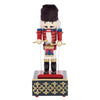 30cm Tall Wooden Animated Soldier Nutcracker on Musical Stand