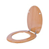 Antique pine-effect toilet seat with chrome-plated hinges