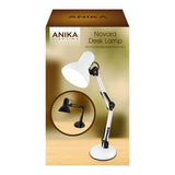 White metal swing arm task lamp for desk or office