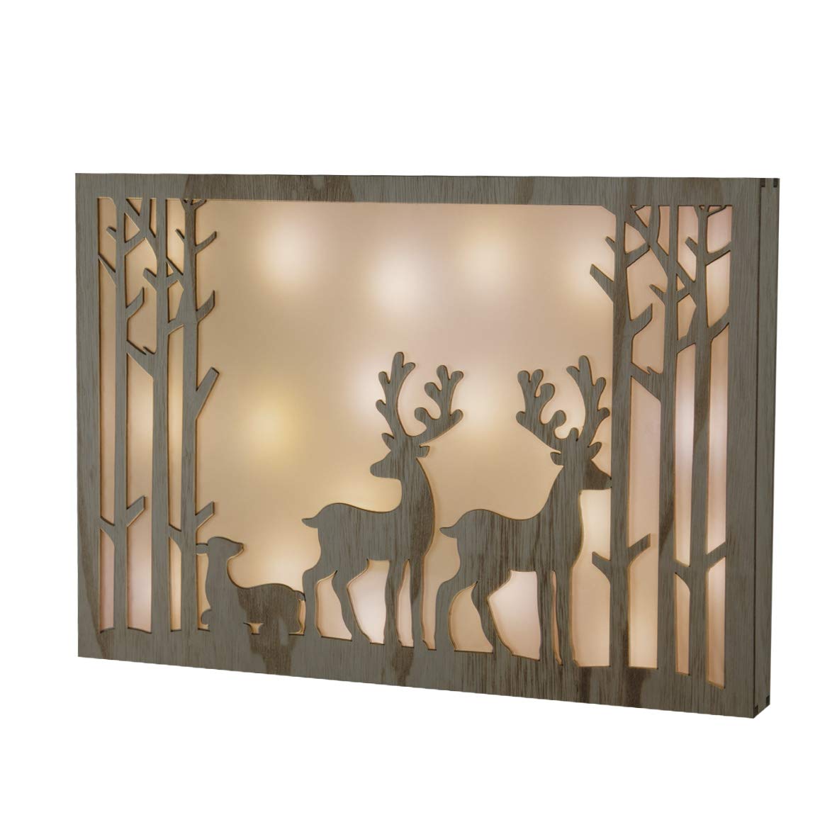 28cm reindeer LED silhouette frame with 20 warm white lights
