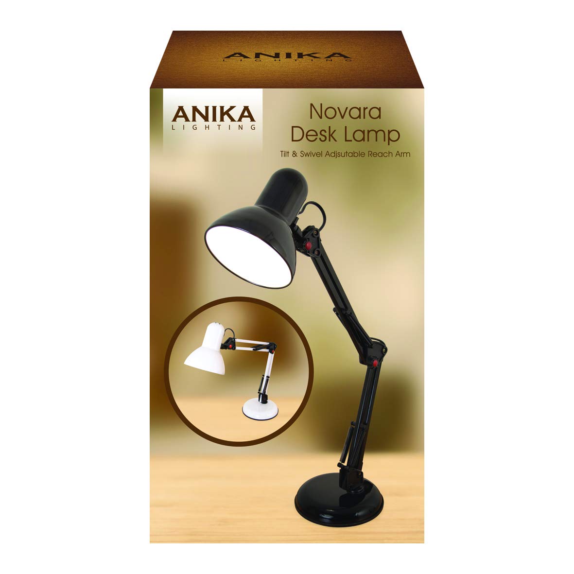 Black adjustable desk lamp with articulated arm