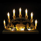36cm wooden Christmas candle bridge with 7 warm white LED lights