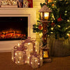 Snow Topped Wooden Lamppost / 10 Warm White LED Lights / Indoor Christmas Decorations / Frosted Star Windows / Battery Powered