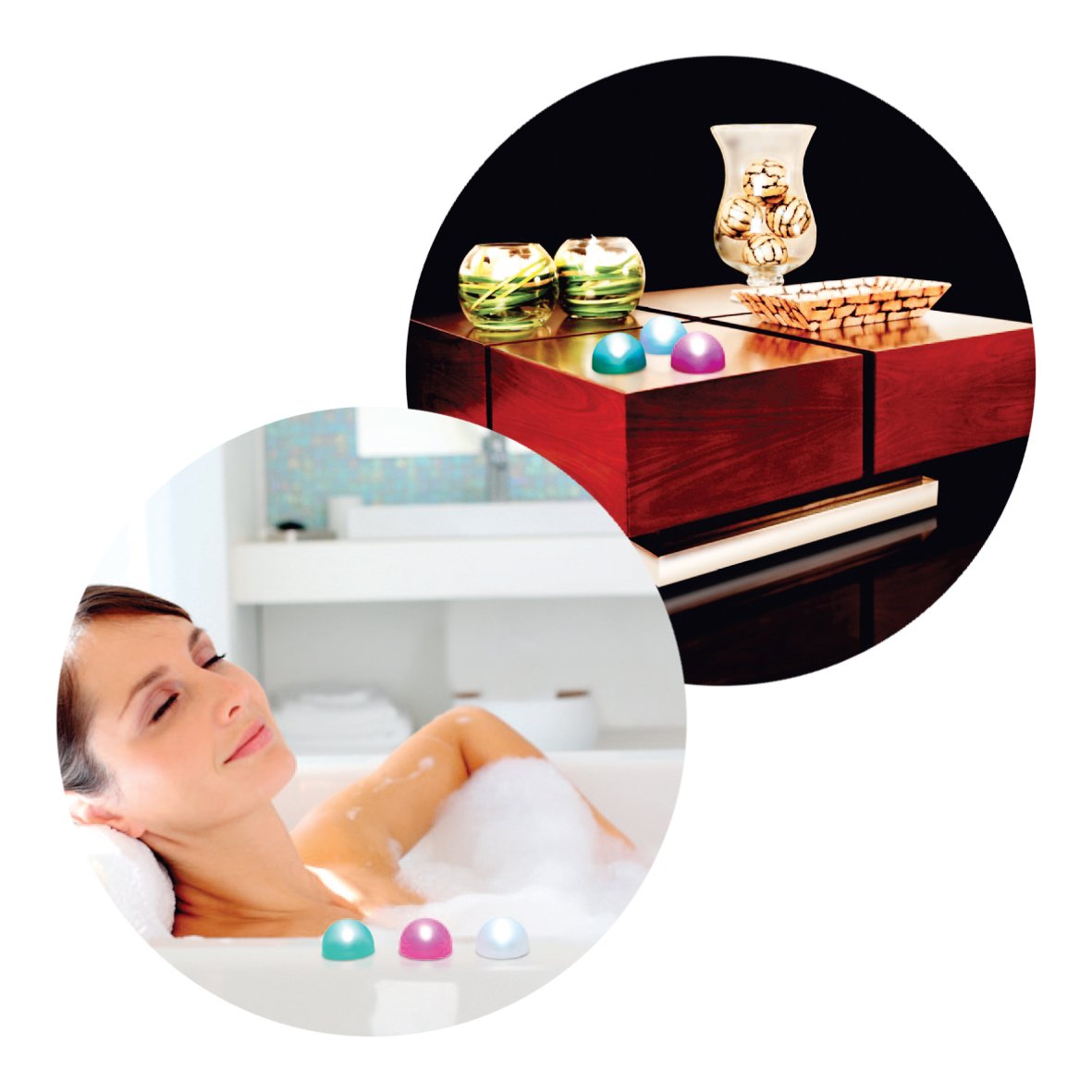 Flameless white green and pink LED tealight lights