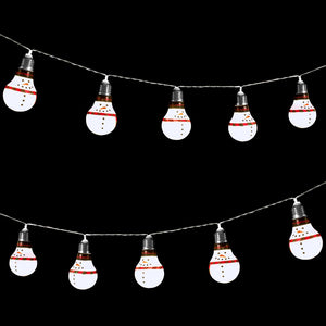Battery Operated 10 LED Snowman Retro Bulb Shaped String Lights,