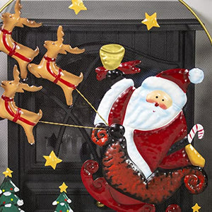 Santa & Snowman Festive Fireguard/Tree Guard/Metal Mesh Screen/Indoor Christmas Decoration