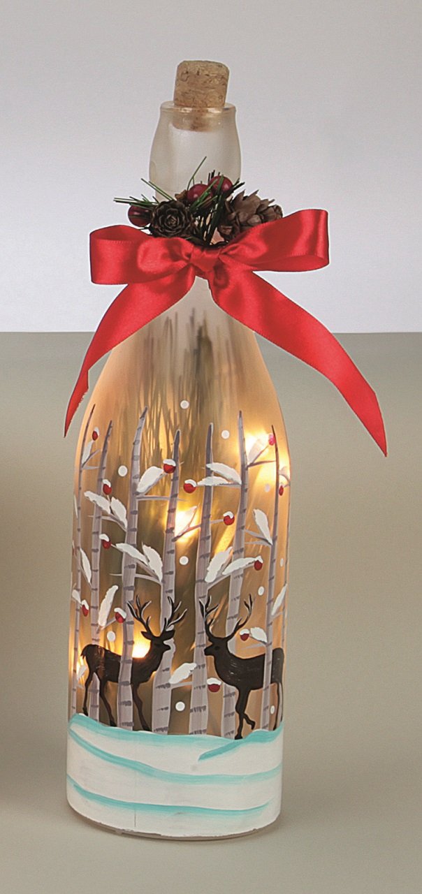 29cm illuminated Reindeer Christmas bottle decoration