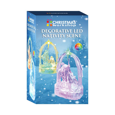 Nativity Ornament, Clear with Multi Coloured LED