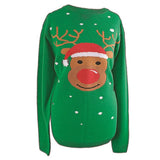 The Christmas Workshop green reindeer Christmas jumper unisex medium