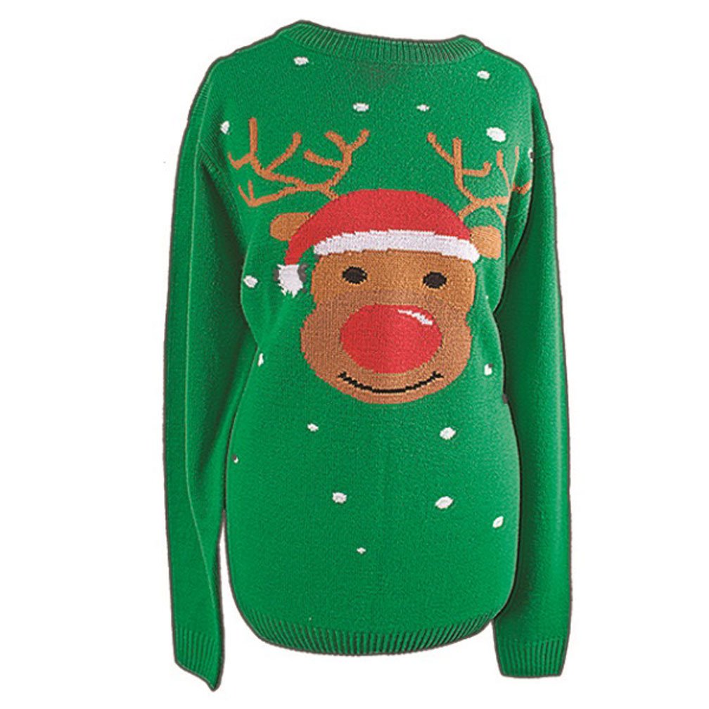 The Christmas Workshop green reindeer Christmas jumper unisex large