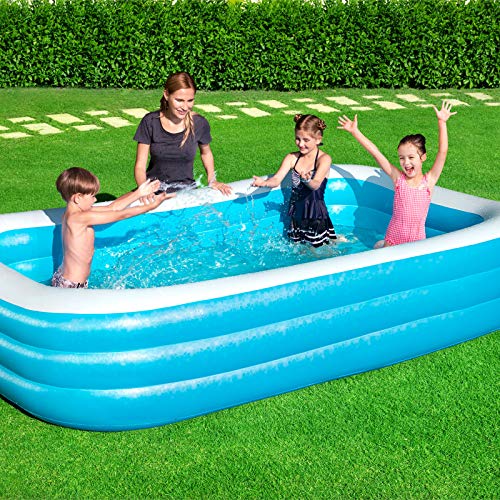 20 Inflatable Family Pool, Blue Rectangular with Water Capacity 1,161L