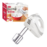 White and silver Quest hand mixer with attachments