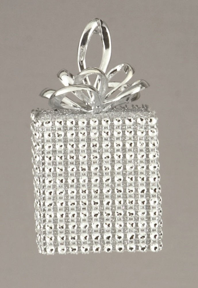 Silver Diamante Square 10cm Christmas Xmas Decorations Baubles