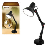 Anika black swing arm desk lamp with adjustable shade