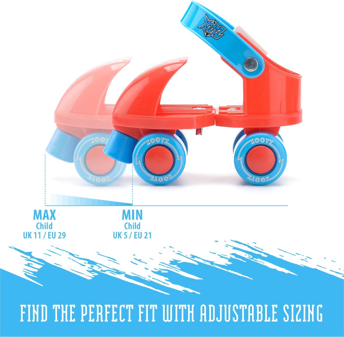 Beginner Trainer Skates, My First 4 Wheel Quad Roller Skates for Kids, Boys and Girls