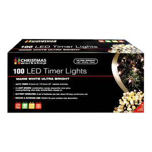 100 LED Battery Operated Timer Lights~ Indoor and Outdoor ~Warm White